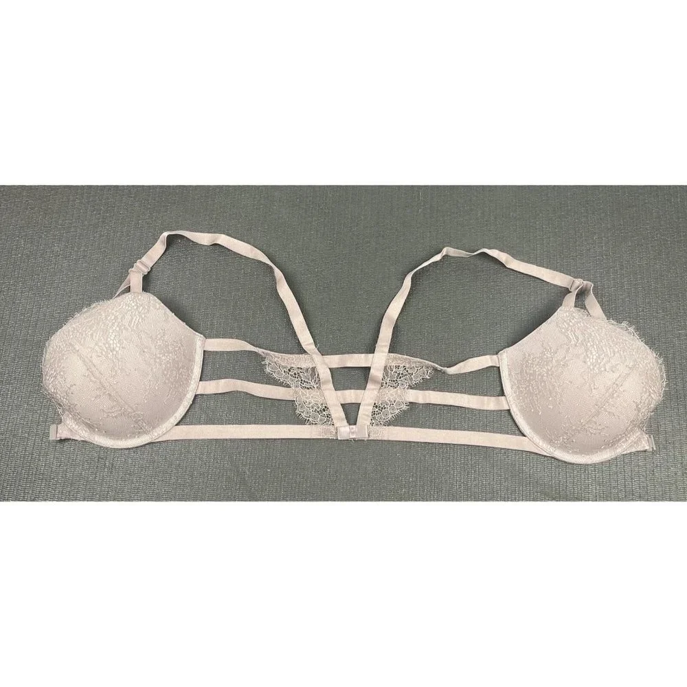 Victoria's Secret Bra Very Sexy Push Up 32DD Lavender Purple Lace Overlay 316902